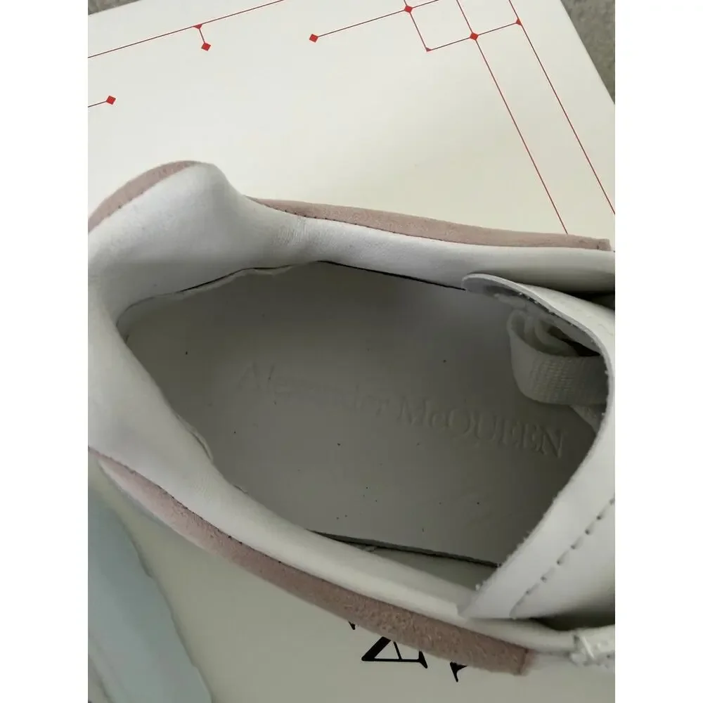 Alexander McQueen Women’s White Sneakers with Blush Accent New 39
